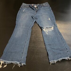 No Boundaries Distressed Flare Jeans in Blue